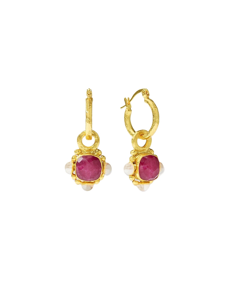 Ottoman Hands Esther Ruby and Pearl Drop Earrings