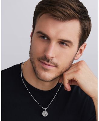 Men's Sterling Silver Anthem Lion Small Disc Amulet Pendant