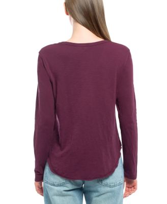  Long Sleeve Raw Hem Shirttail Tee