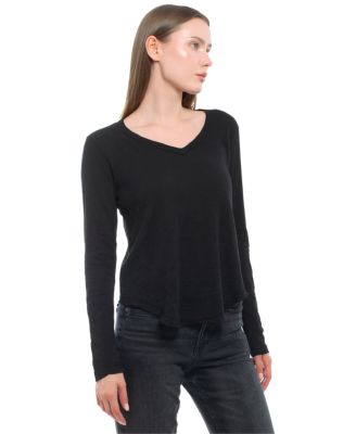  Long Sleeve Raw Hem Shirttail Tee