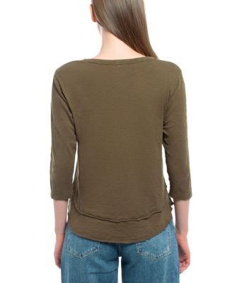  3/4 Sleeve Shrunken Crew Mock Layer Tee