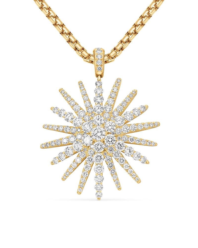 Starburst Pendant in 18K Yellow Gold with Full Pave Diamonds, 33.7mm