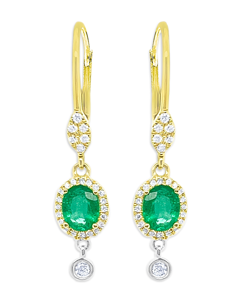 Meira T 14K White & Yellow Gold Emerald & Diamond Drop Earrings