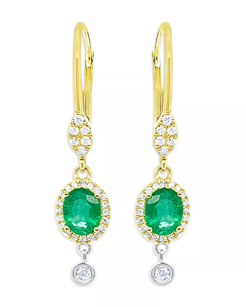 Meira T 14K White & Yellow Gold Emerald & Diamond Drop Earrings