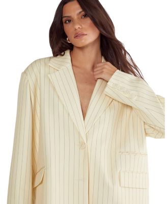  Oversized Pinstripe Tailored Blazer