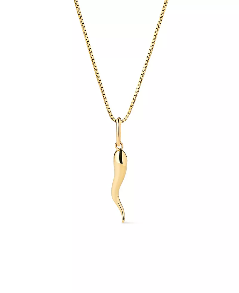 Ana Luisa Solid Yellow Gold Italian Horn Charm Necklace