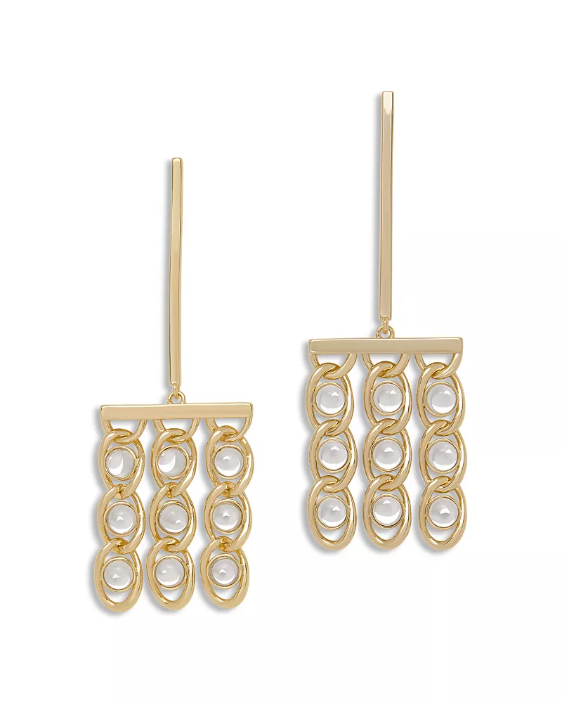 Ramy Brook Glass Chain Jewelry Dominika Glass Stone Chain Drop Earrings