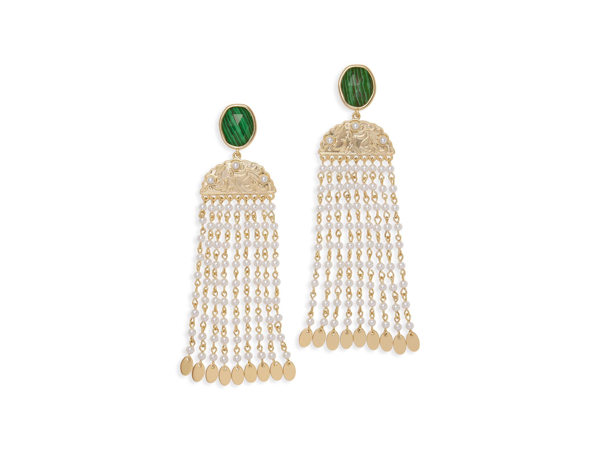 Stone Charm Jewelry Marcia Fringe Drop Earrings - Image 1
