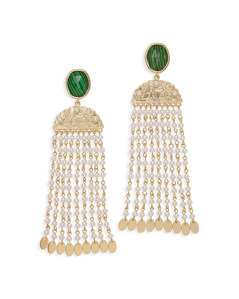 Ramy Brook Stone Charm Jewelry Marcia Fringe Drop Earrings In Gold