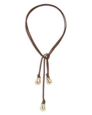 Yara Triple Nugget Suede Lariat Necklace, 48" 
