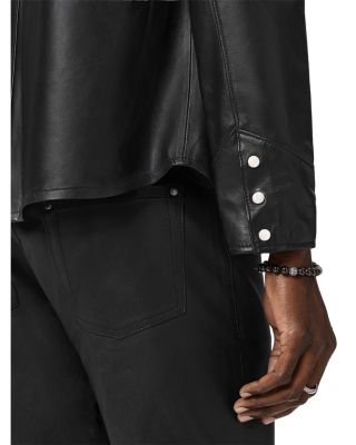 Sage Leather Shirt Jacket
