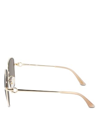 Metal Gancini Square Sunglasses, 60mm