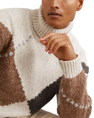 Kennedy Relaxed Fit Roll Neck Argyle Sweater