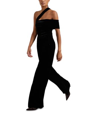 Petite Daria One Shoulder Velvet Jumpsuit