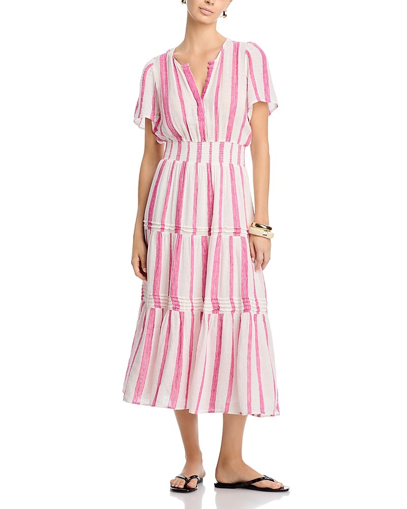 Rails Cannes Stripe Short-sleeve Midi Dress In Multi