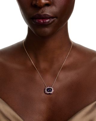 Amethyst & Diamond Halo Pendant Necklace in 14K Rose Gold, 18"