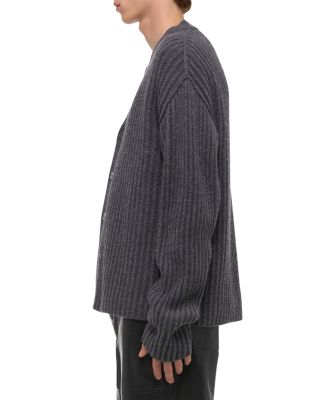 Relaxed Fit Ribbed Cardigan Sweater