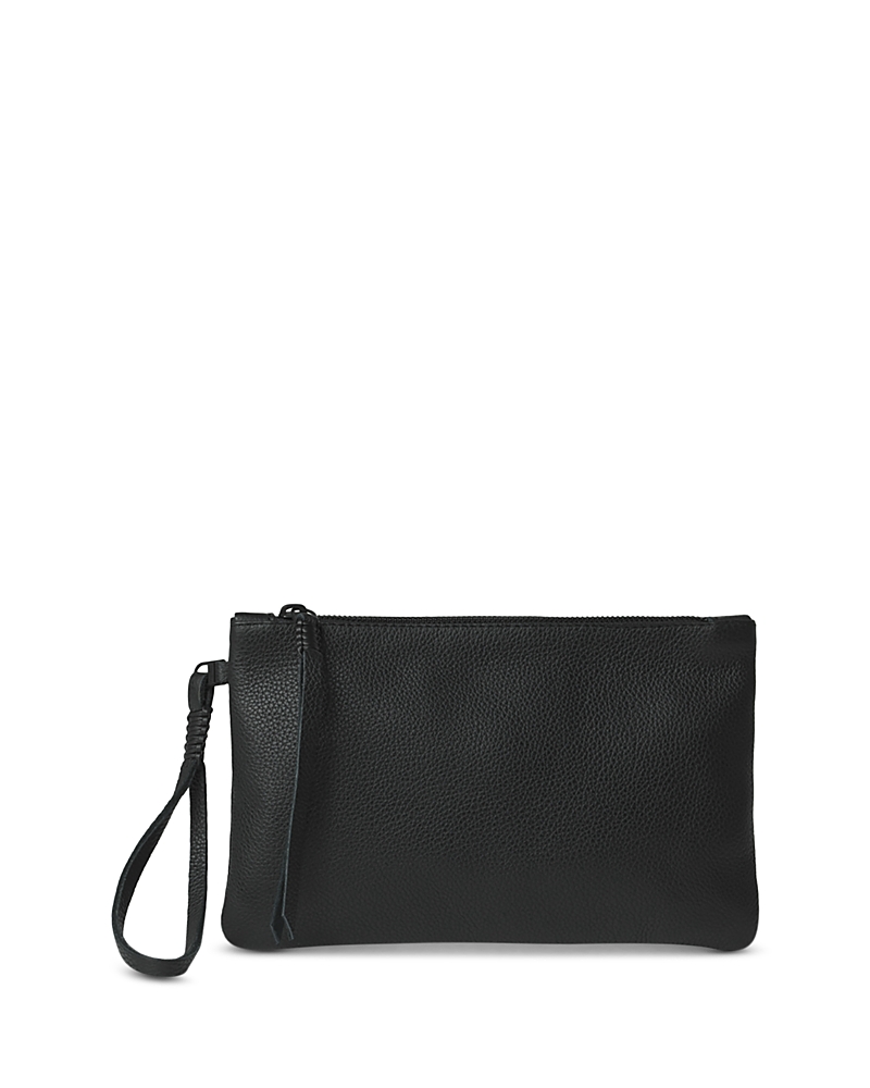 Callista Slim Grained Leather Pochette In Black
