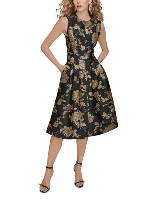Metallic Jacquard Midi Dress