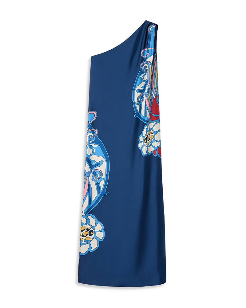 La Doublej Roy Silk Column Dress In Blue