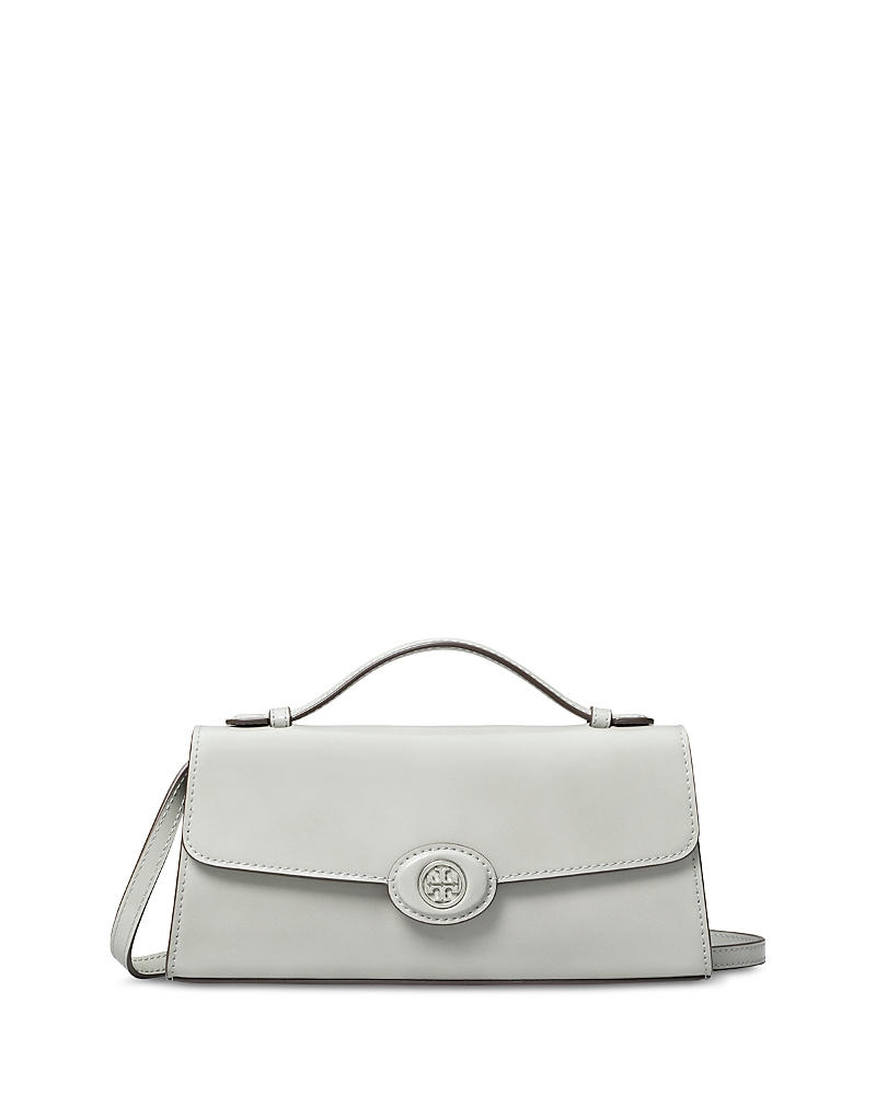 Tory Burch Robinson Spazzolato Leather Convertible Shoulder Bag In Light Granite
