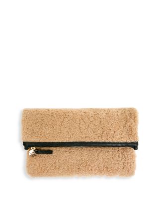 Shearling Foldover Clutch