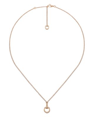 18K Rose Gold Horsebit Diamond Accent Pendant Necklace, 15.5-16.5"
