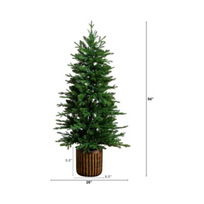 Pre-Lit Artificial 4.5&#39; Christmas Tree in Decorative Planter with Clear LED Lights