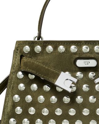 Studded Suede Top Handle Bag