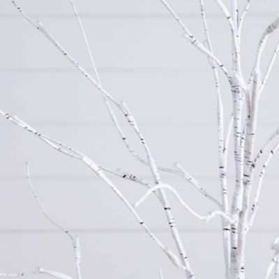 Pre-Lit Artificial White Birch Trees with LED Lights, Set of 3