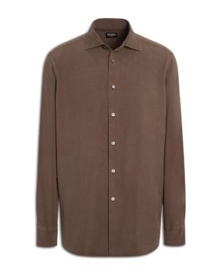 Long Sleeve Button Front Silk Shirt