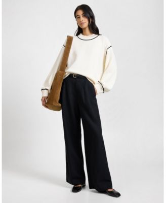 Cotton Oversized Mock Neck Sweater