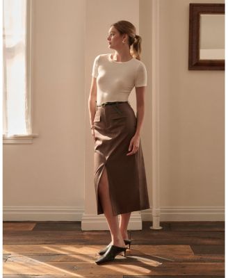  Front Slit Midi Skirt