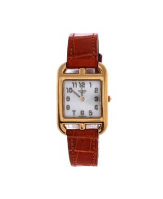 Pre-Owned HERMÈS Cape Cod Quartz Watch in Gold and Alligator with ...