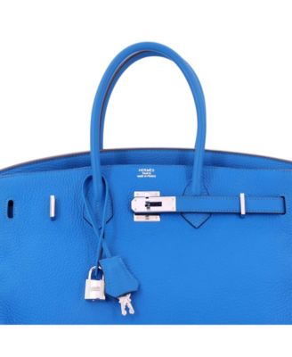 Birkin 35 Handbag Blue Togo with Palladium Hardware