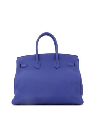 Birkin 35 Handbag Blue Togo with Palladium Hardware