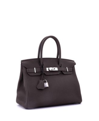Birkin 30 Handbag Brown Togo with Palladium Hardware