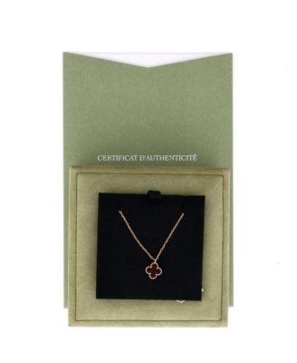  Sweet Alhambra Pendant Necklace 18K Rose Gold and Carnelian, 15.25 - 16"