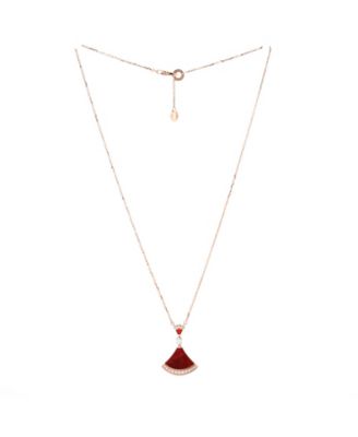  Large Divas' Dream Pendant Necklace 18K Rose Gold with Carnelian and Diamonds, 16.25 - 17.25"