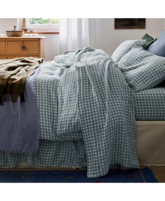 Gingham Linen Flat Sheet, King