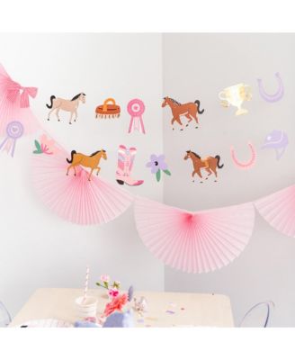  Pony Tales Cowgirl Birthday Garland, Set of 16 Pieces and Hanging Twine - Ages 5-7