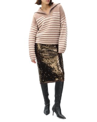 Raven Stripe Half Zip Sweater