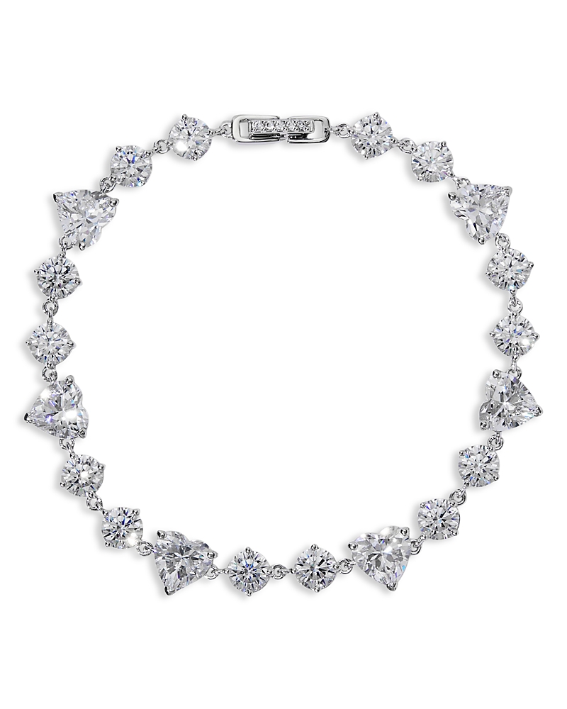 Nadri Le Bisou Cubic Zirconia Heart Line Bracelet In Metallic