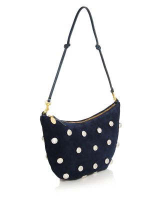 Lune Small Studded Suede Shoulder Bag