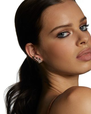 Bonne Annee Cubic Zirconia Multi Row J Hoop Earrings