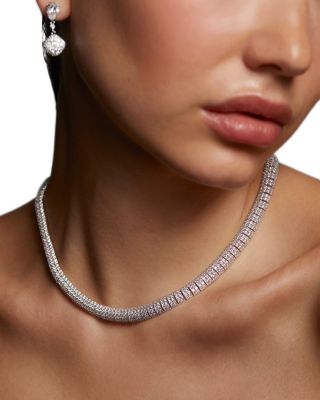 Crushed Pav&eacute; Dome Collar Necklace, 16" 