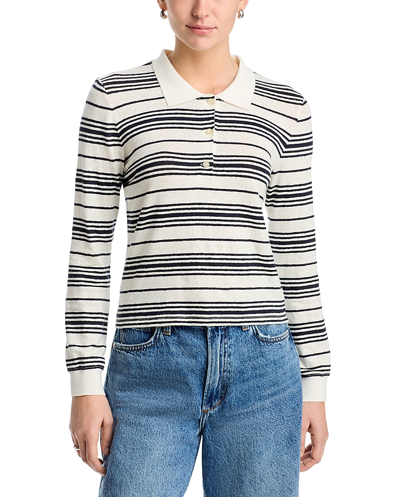 Frame The Striped Long Sleeve Polo