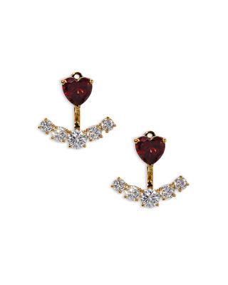 Le Bisou Red Cubic Zirconia Heart Jacket Earrings