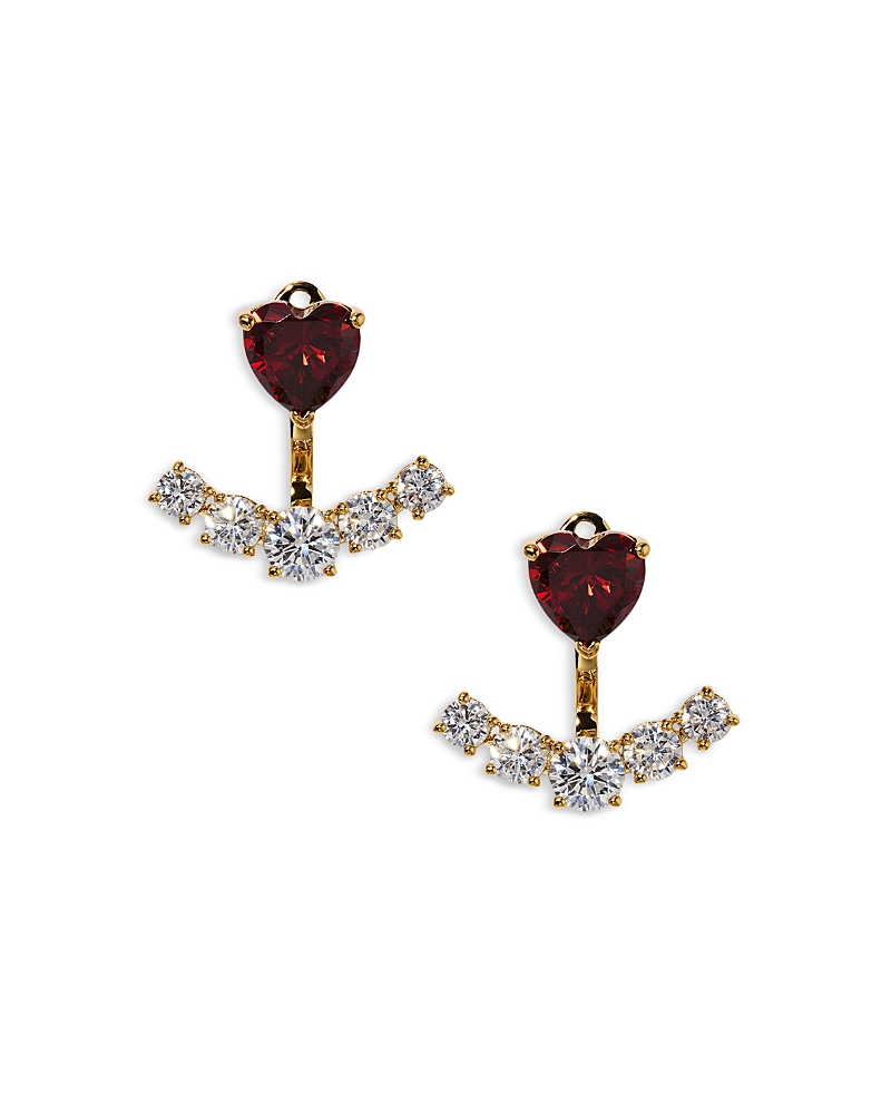 Nadri Le Bisou Red Cubic Zirconia Heart Jacket Earrings In Burgundy