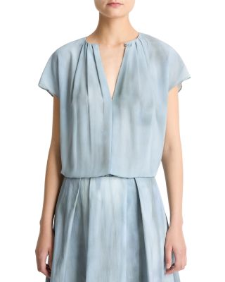 Gathered Cap Sleeve Blouse